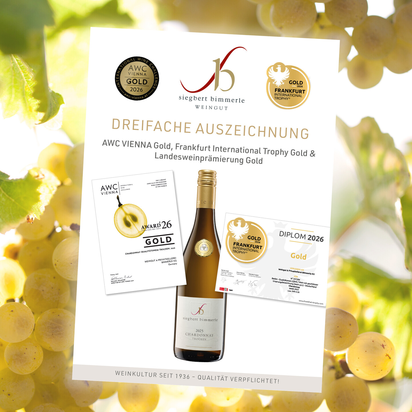 Dreifache Auszeichnung f�r unseren Chardonnay 