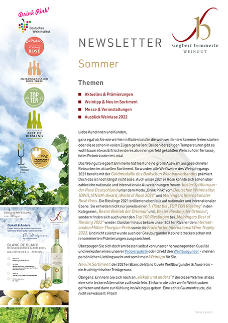 Bimmerle Newsletter Juli 2022