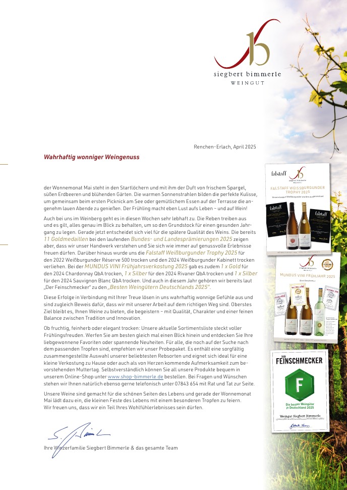 Bimmerle Newsletter Fhjahr 2025