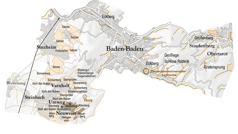 Karte: Nördliche Ortenau mit Baden-Baden
